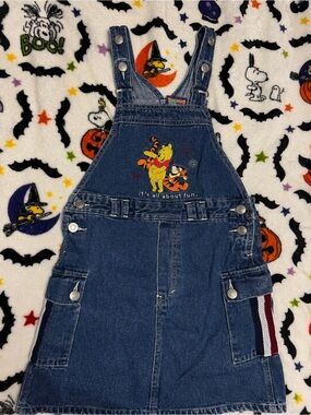 Winnie the Pooh Denim Overall Dress for Kids - Blue